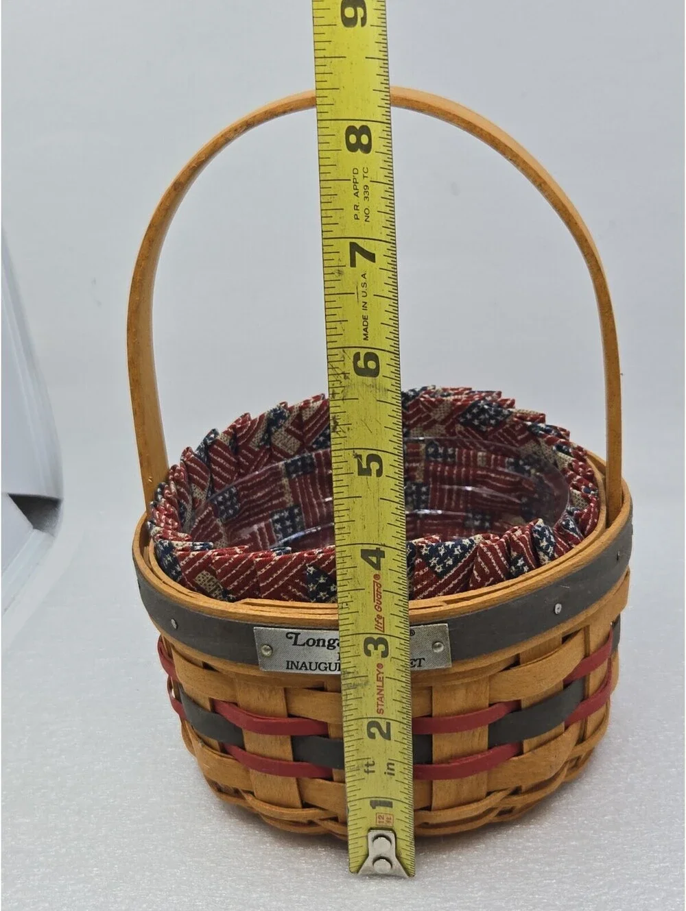 Longaberger 1997 Inaugural Basket Patriotic + Protector, Old Glory Flag Liner